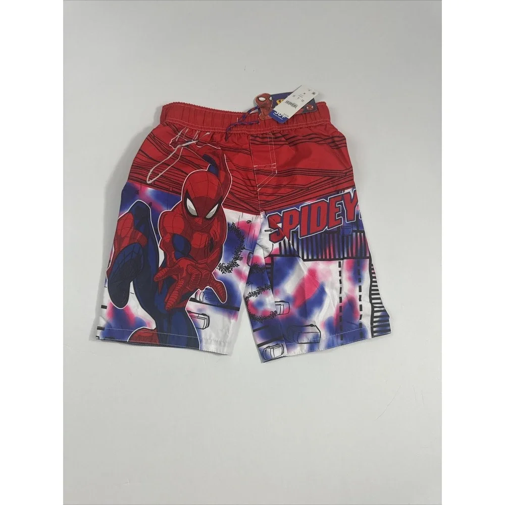 Boys‎ Marvel  Spider-Man Swim Trunk Shorts Bathing Suit Red Peter Parker Sz M